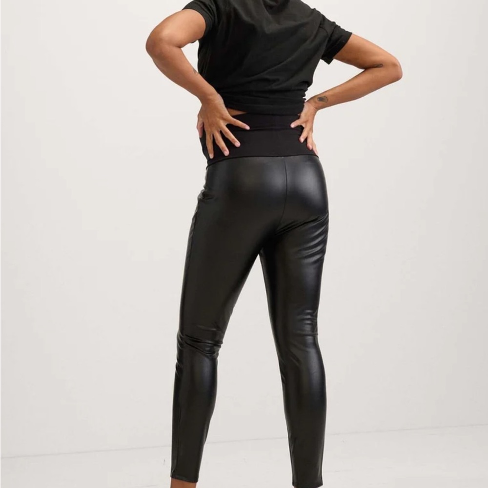 Hatch vegan leather maternity leggings.
